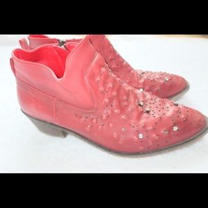 Zara red ankle booties